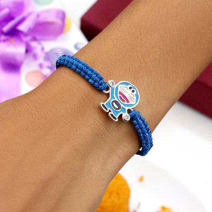 Silver Doraemon Rakhi for Kids - Tweov Jewels