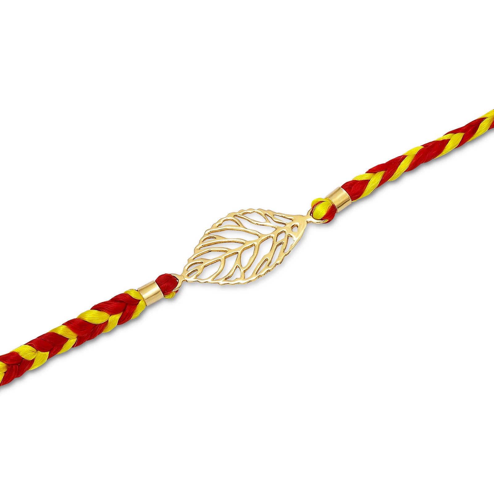 Gold Plated Leaf Design Silver Rakhi - Tweov Jewels