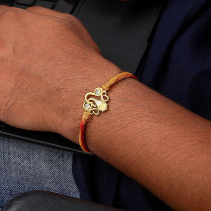 Gold Plated Ganesh Ji Silver Rakhi - Tweov Jewels