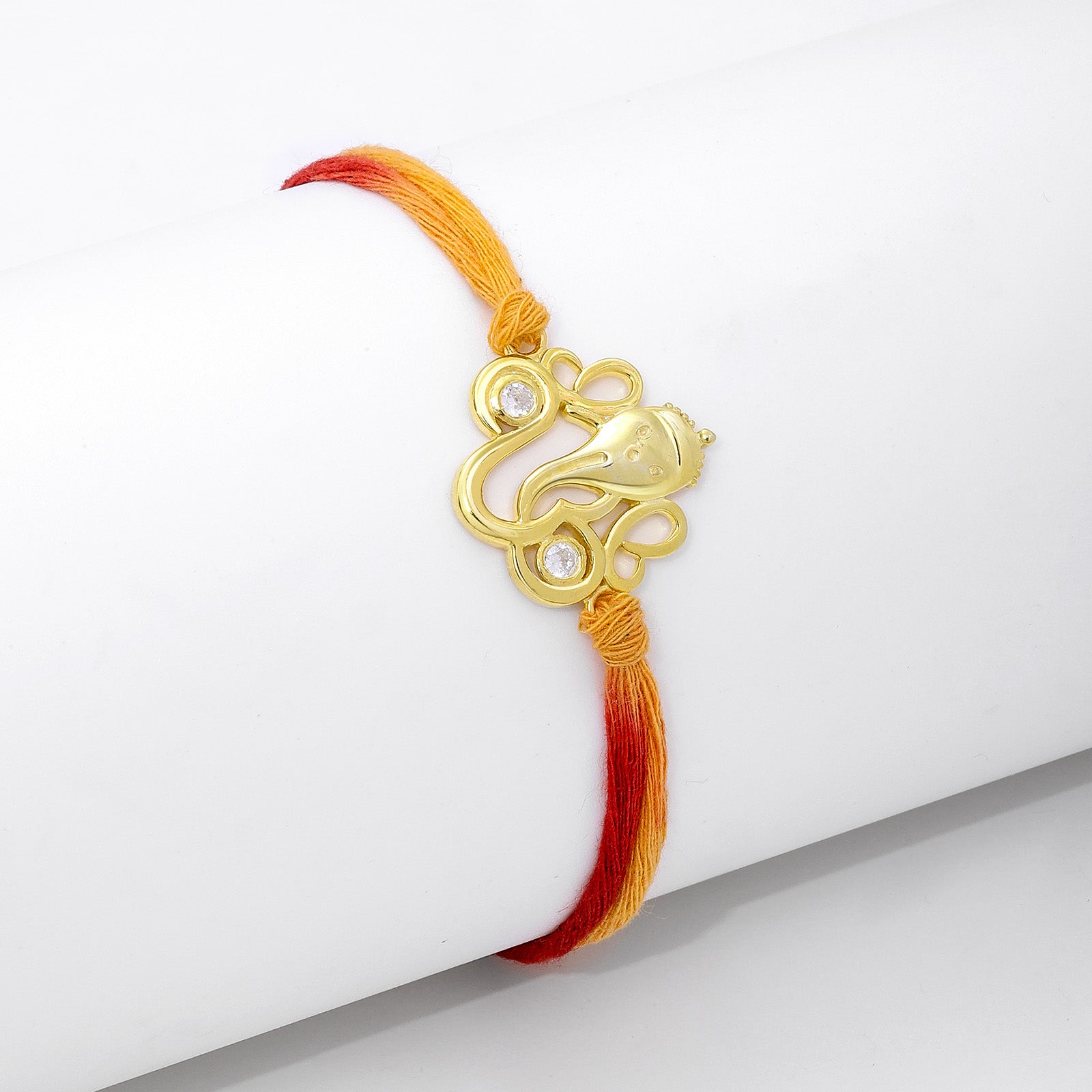Gold Plated Ganesh Ji Silver Rakhi - Tweov Jewels