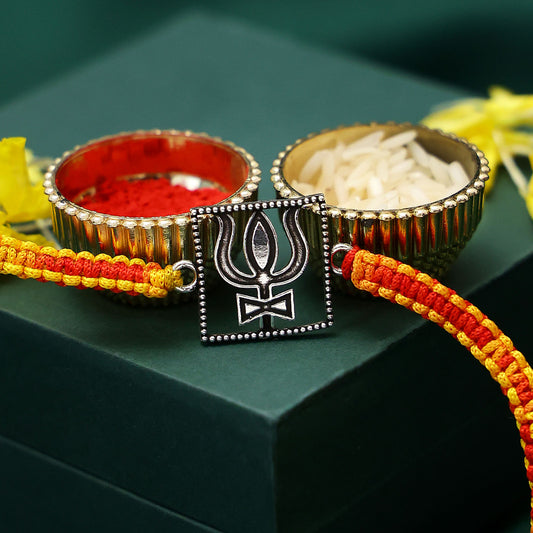 Trishul Design Silver Rakhi for Bhai - Tweov Jewels