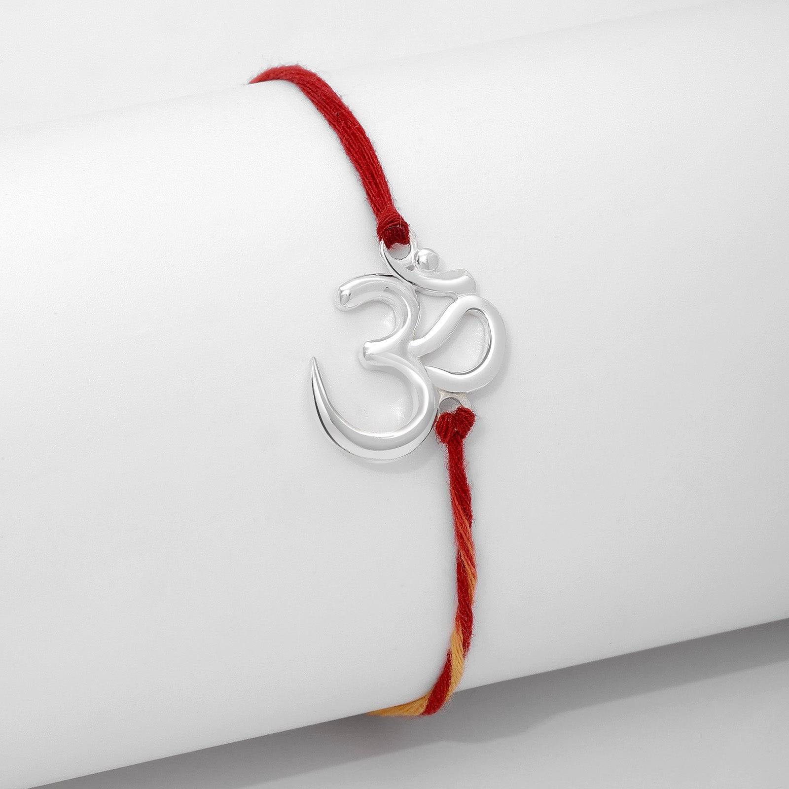 Simple Om Design Silver Rakhi for Brother - Tweov Jewels