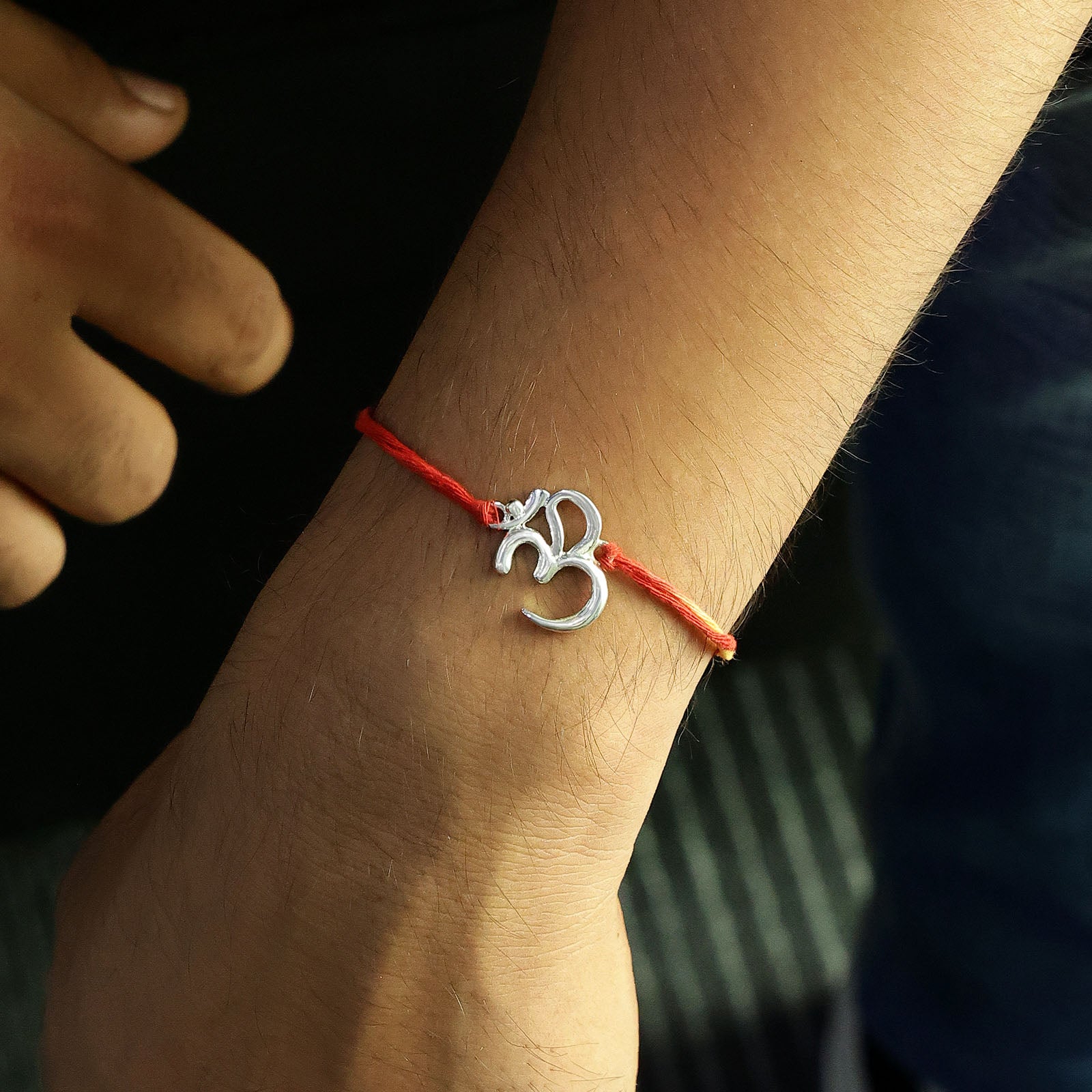 Simple Om Design Silver Rakhi for Brother - Tweov Jewels