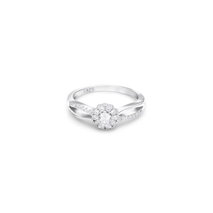 Flower Design Elegant CZ Silver Ring - Tweov Jewels