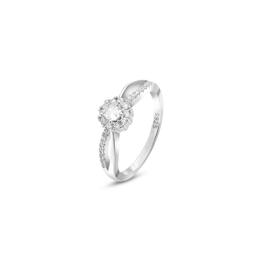 Flower Design Elegant CZ Silver Ring - Tweov Jewels