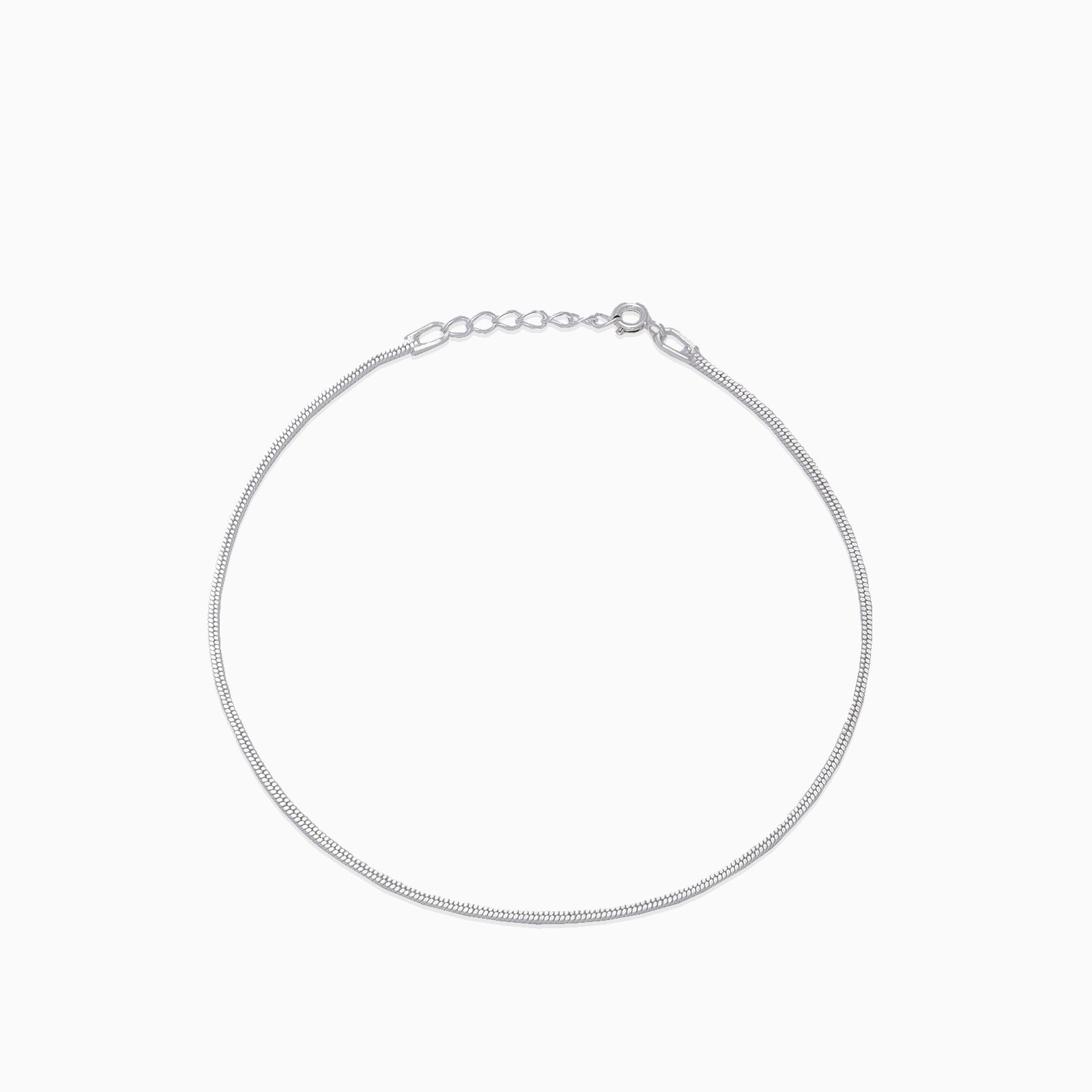 Pure Silver Anklet - Robust Charm With Hook Chain - Tweov Jewels