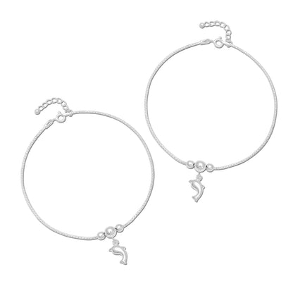 Pure Silver Anklets - Ocean Breeze Dolphin Allure - Tweov Jewels