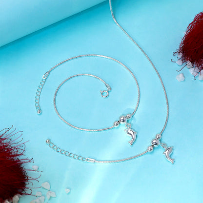 Pure Silver Anklets - Ocean Breeze Dolphin Allure - Tweov Jewels