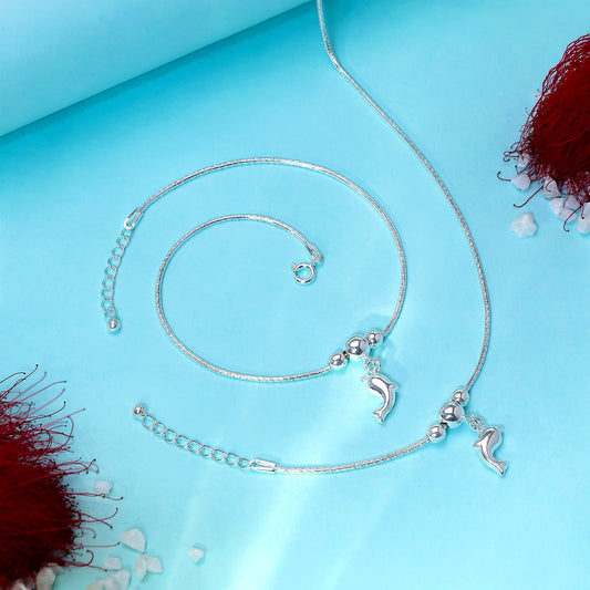 Pure Silver Anklets - Ocean Breeze Dolphin Allure - Tweov Jewels