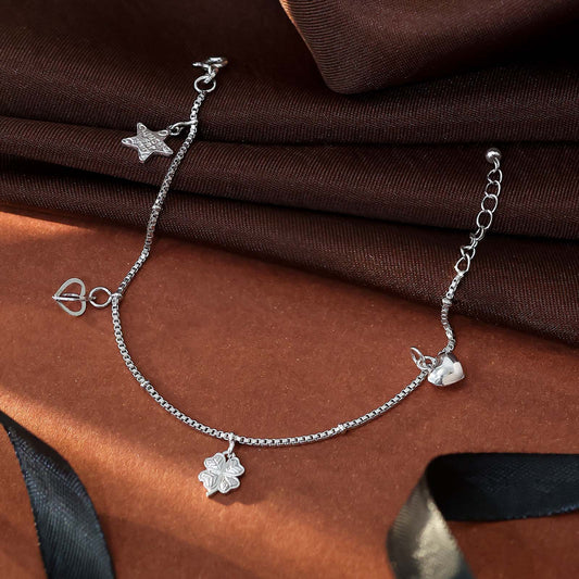925 Sterling Silver Good Luck Bracelet - Lucky Charm - Tweov Jewels