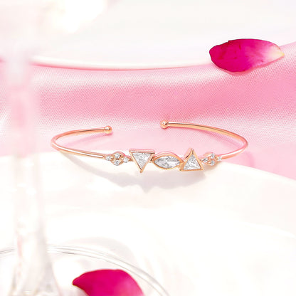 Pure Rose Gold plated Silver Bracelet - Elegance of Multi Shape CZ Stones - Tweov Jewels