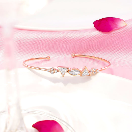 Pure Rose Gold plated Silver Bracelet - Elegance of Multi Shape CZ Stones - Tweov Jewels
