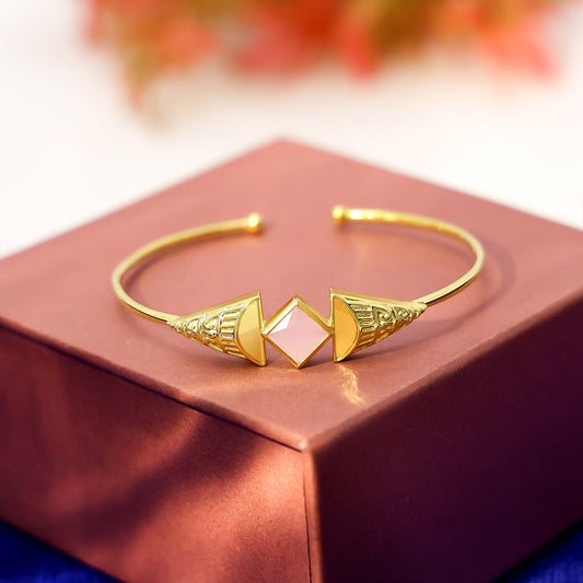 Gold Plated Opal Stone Sterling Silver Cuff bracelet - Tweov Jewels