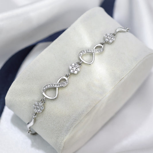 Pure Sterling Silver Infinity Charm  Bracelet - Tweov Jewels