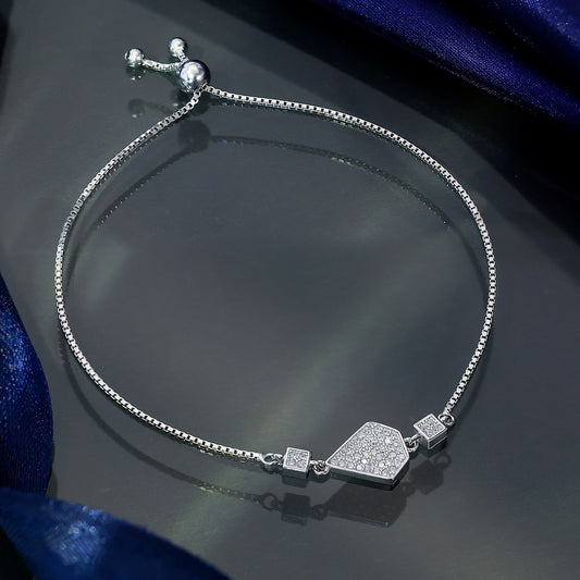 Cz Stone Bracelet with Diamond Cut Design 925 Sterling Silver - Tweov Jewels