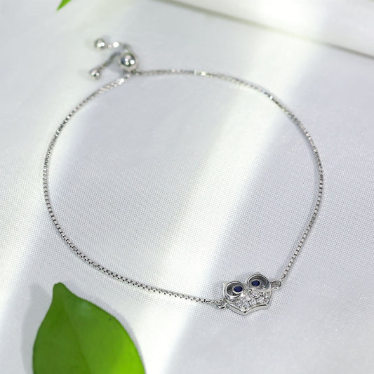 Pure Sterling Silver Blue Owl Eye Bracelet - Tweov Jewels