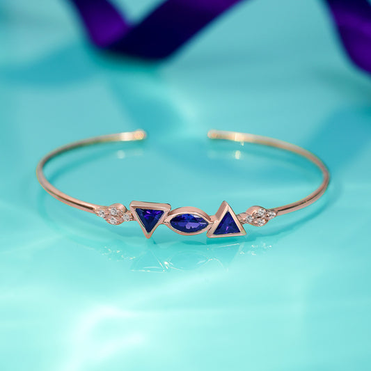 925 Sterling Silver Radiant Rose Gold Bracelet with Blue Sapphire - Tweov Jewels