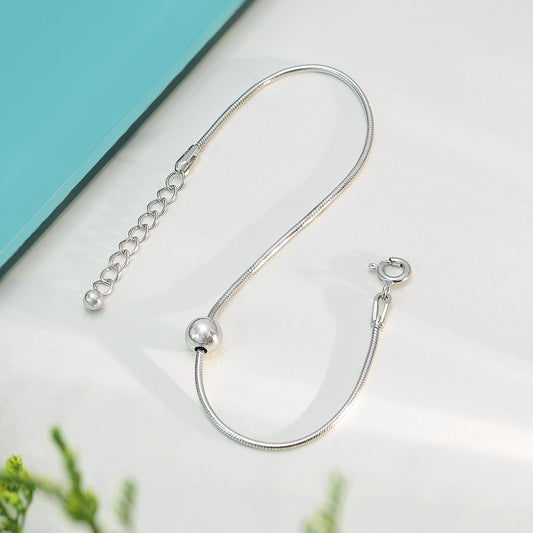 Pure Silver Bracelets - Spring Chain Model With Silver Bead - Tweov Jewels