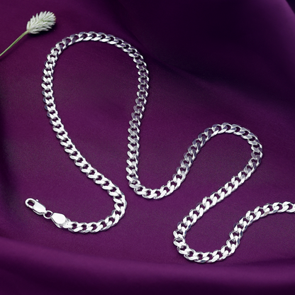 Silver Chain for Men - Matte Finish Curb Chain - Tweov Jewels