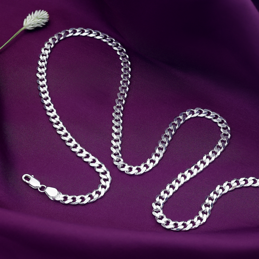 Silver Chain for Men - Matte Finish Curb Chain - Tweov Jewels