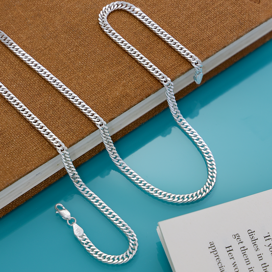 Pure Silver Chain For Men - Textured Sturdy Cuban Link - Tweov Jewels