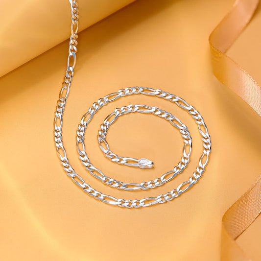 Pure 925 Sterling Silver Figaro Chain Necklace for Men - Tweov Jewels