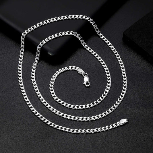 Pure 925 Sterling Silver Classic Cuban Chain Necklace for Men - Tweov Jewels