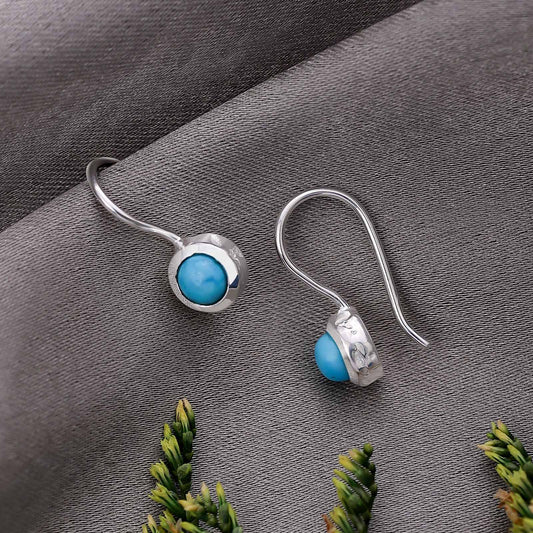 Pure Silver Earrings - Azure Drop With Blue Stone - Tweov Jewels