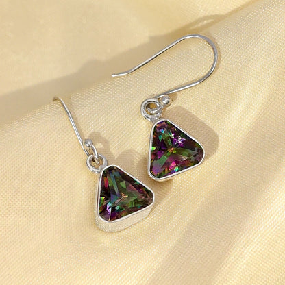 Pure Silver Earrings - Triangle-Shaped Swarovski Crystal Hoop Model - Tweov Jewels