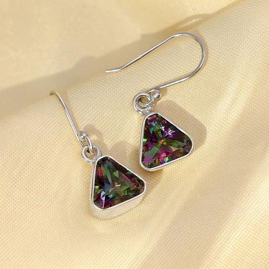 Pure Silver Earrings - Triangle-Shaped Swarovski Crystal Hoop Model - Tweov Jewels