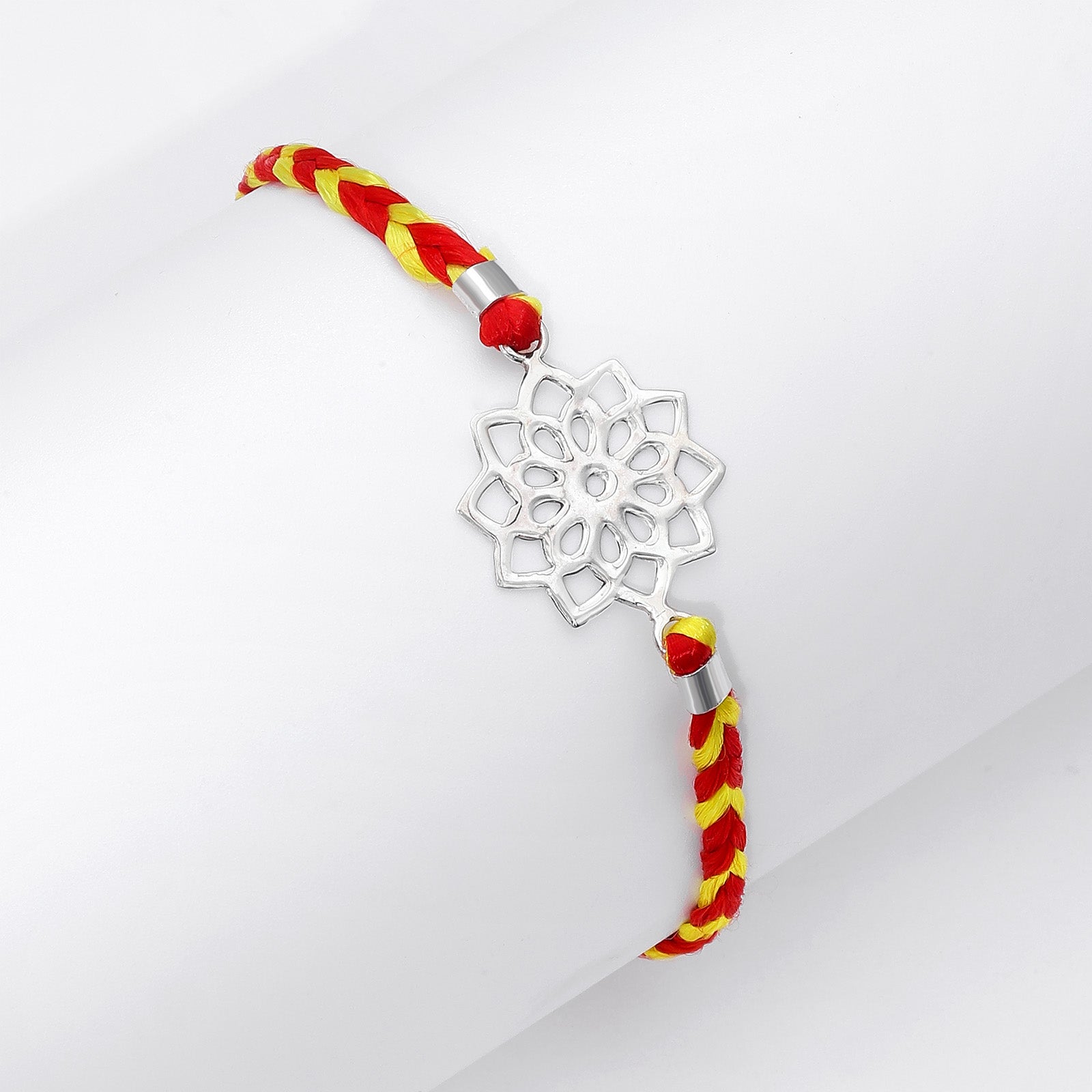 Floral Design Silver Rakhi for Brother - Tweov Jewels