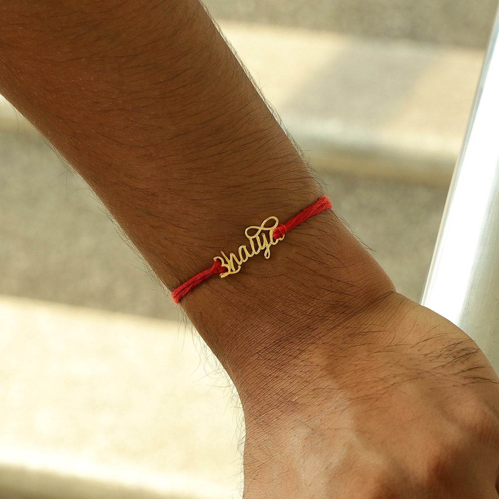 Gold Plated Infinity Bhaiya Written Silver Rakhi - Tweov Jewels