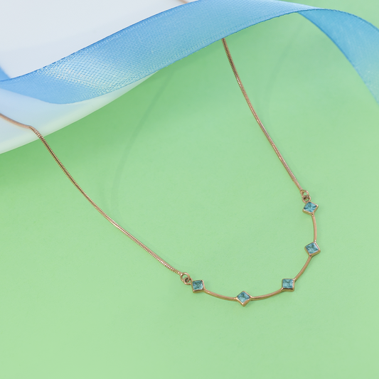 Pure Silver Necklace - Blue Sapphires Luck in Rose Gold - Tweov Jewels