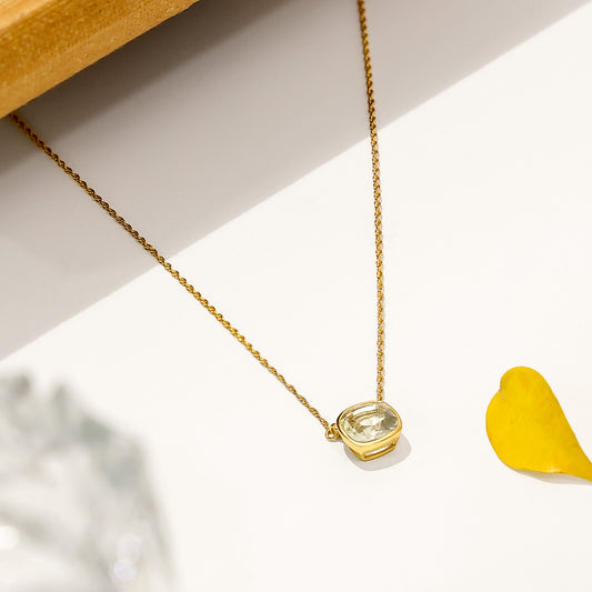 Pure Silver Necklace - CZ Gold-plated Pendant Necklace - Tweov Jewels
