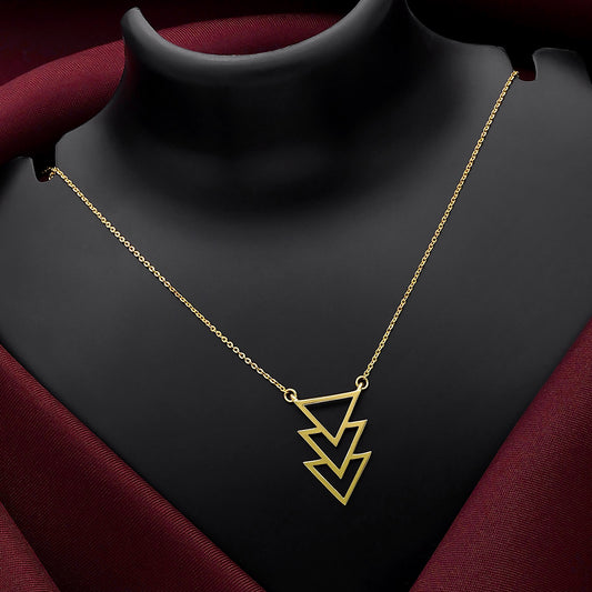 Triple Triangular Gold Plated Silver Necklace - Tweov Jewels