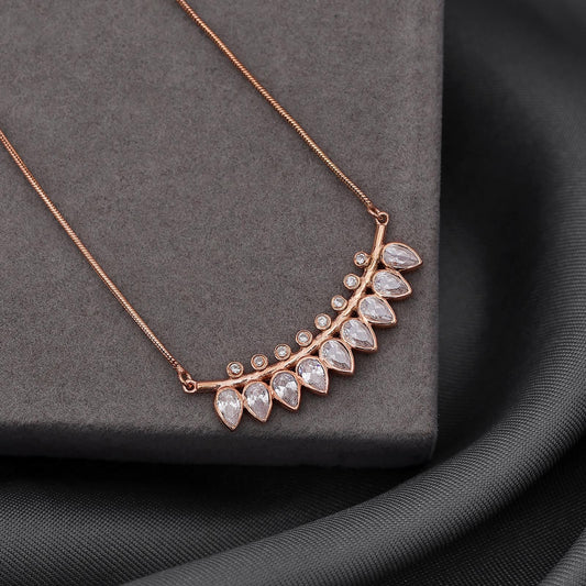 Pure Silver Necklace - Rosy Vines of CZ Elegance - Tweov Jewels