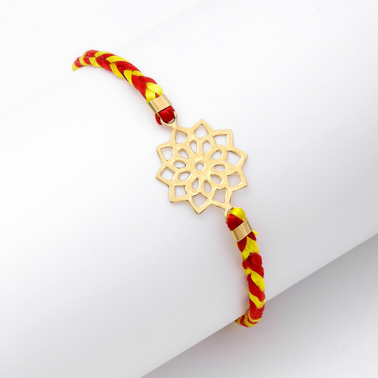 Gold Plated Floral Design Silver Rakhi for Brother - Tweov Jewels