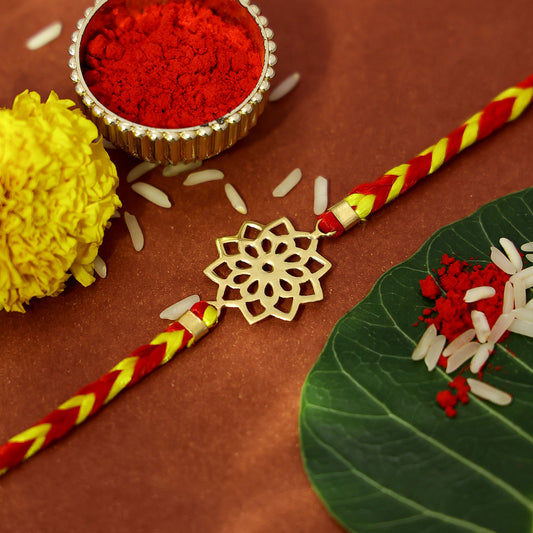 Gold Plated Floral Design Silver Rakhi for Brother - Tweov Jewels