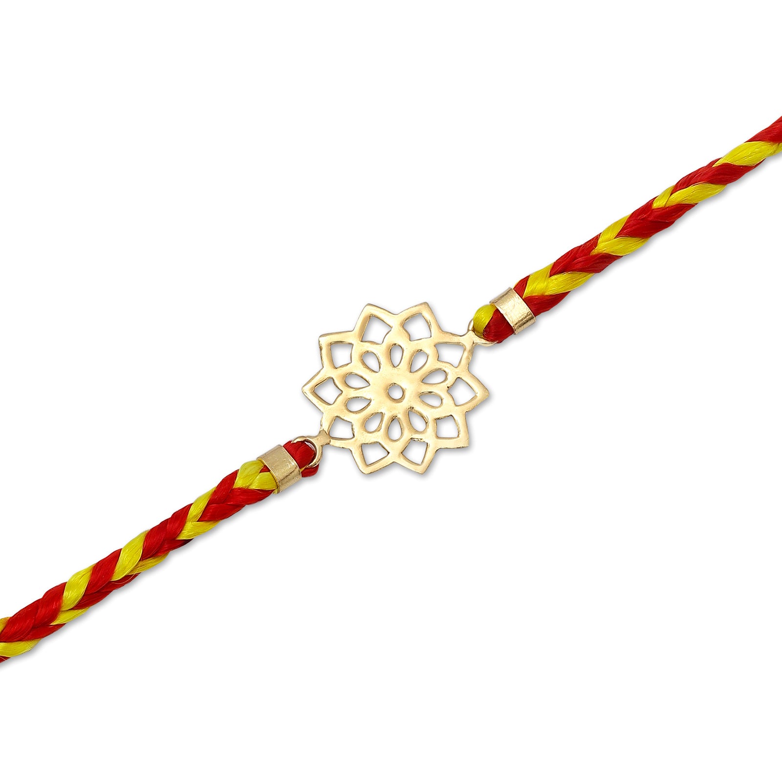 Gold Plated Floral Design Silver Rakhi for Brother - Tweov Jewels