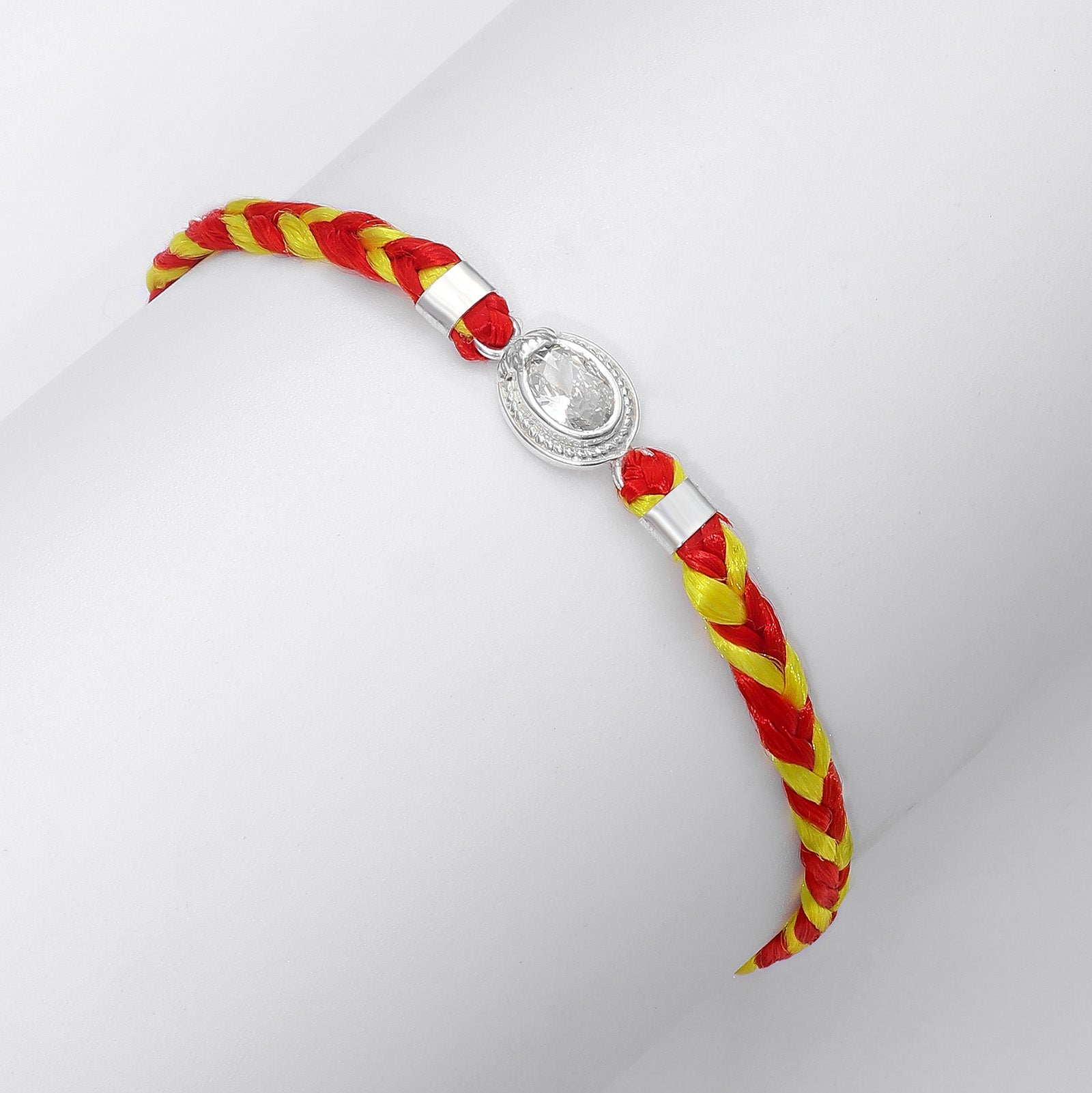 CZ Oval Silver Rakhi for Brother - Tweov Jewels