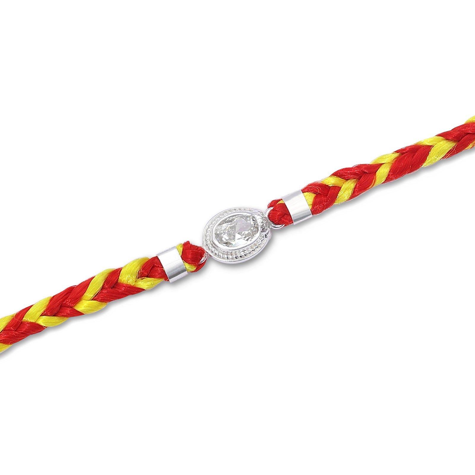 CZ Oval Silver Rakhi for Brother - Tweov Jewels
