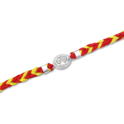 CZ Oval Silver Rakhi for Brother - Tweov Jewels