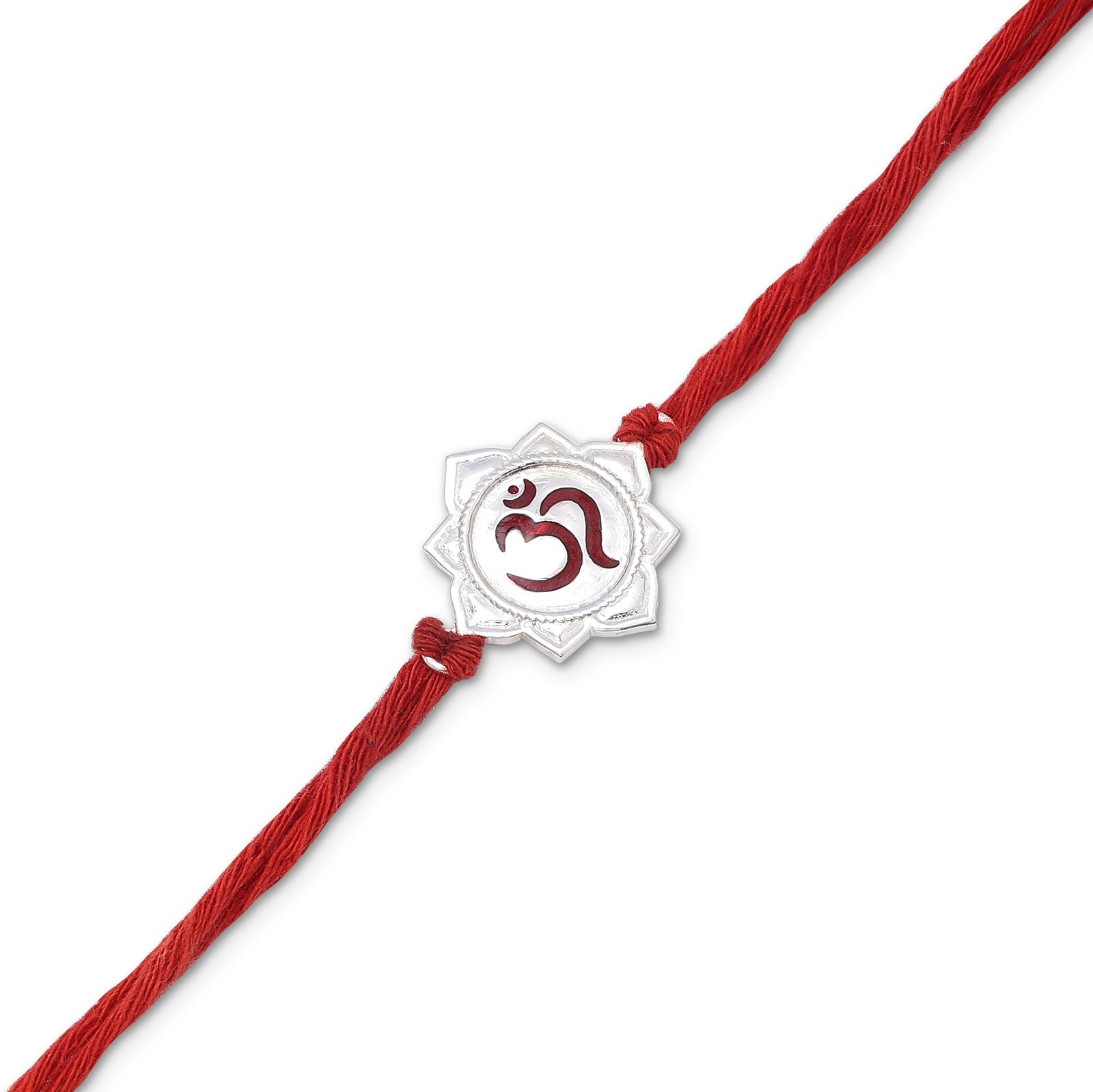 Best Silver Rakhi For Brother- Flourishing Flower With Om Divine - Tweov Jewels