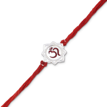 Best Silver Rakhi For Brother- Flourishing Flower With Om Divine - Tweov Jewels