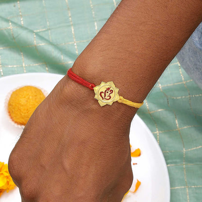 Gold Plated Ganesha Silver Rakhi - Tweov Jewels