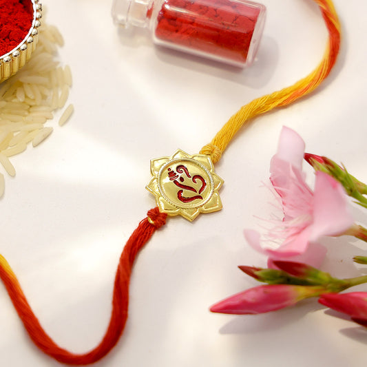 Gold Plated Ganesha Silver Rakhi - Tweov Jewels