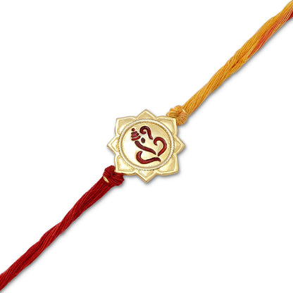 Gold Plated Ganesha Silver Rakhi - Tweov Jewels