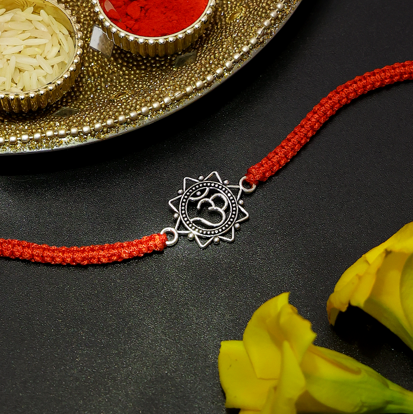 Original Silver Rakhi - Om Star Circle Serenity - Tweov Jewels