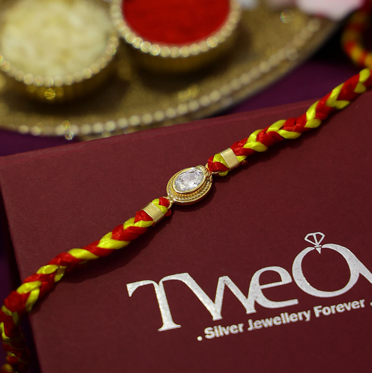 Original Silver Rakhi - Timeless Elegance With Oval Essence - Tweov Jewels