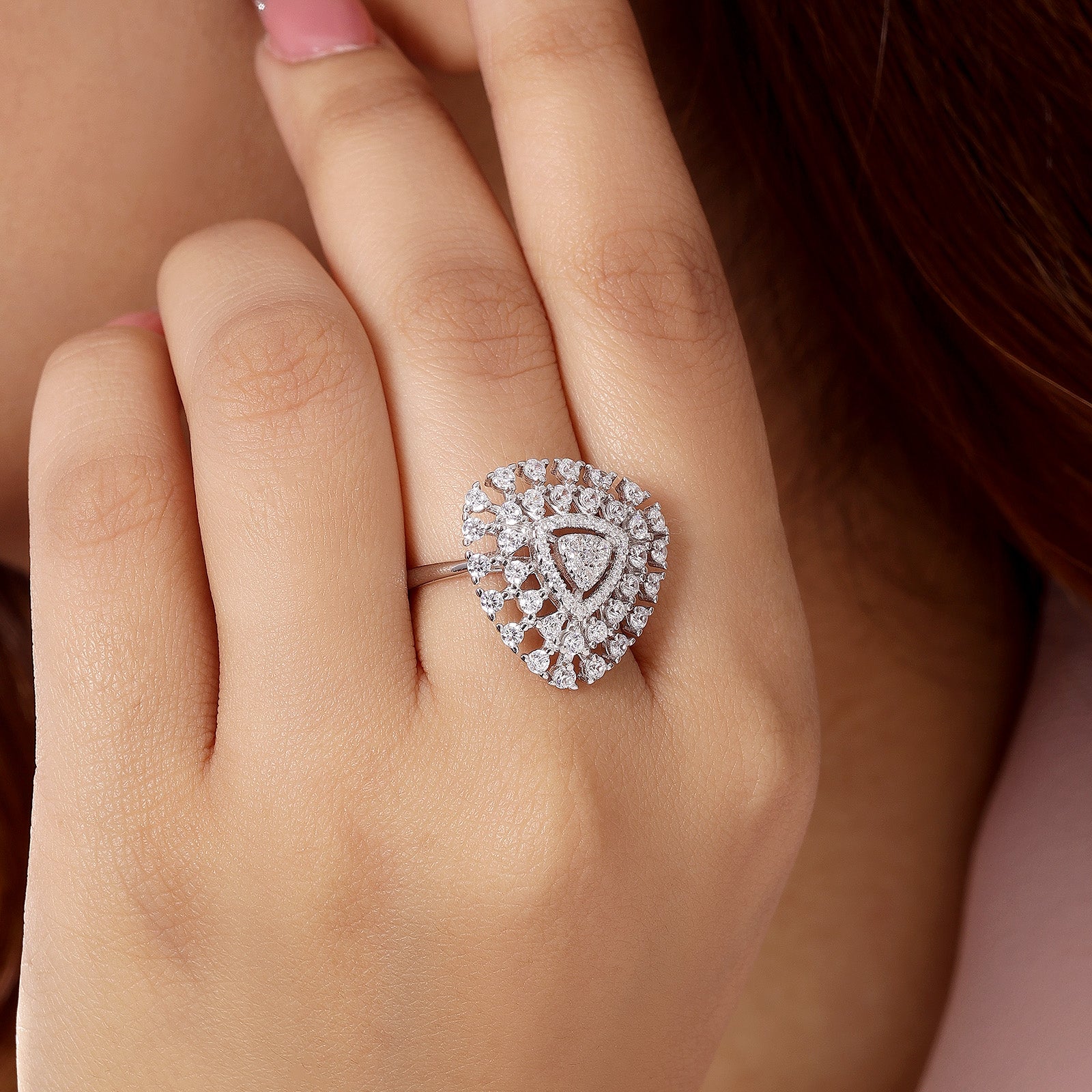 Silver CZ Cluster Ring for Women - Tweov Jewels